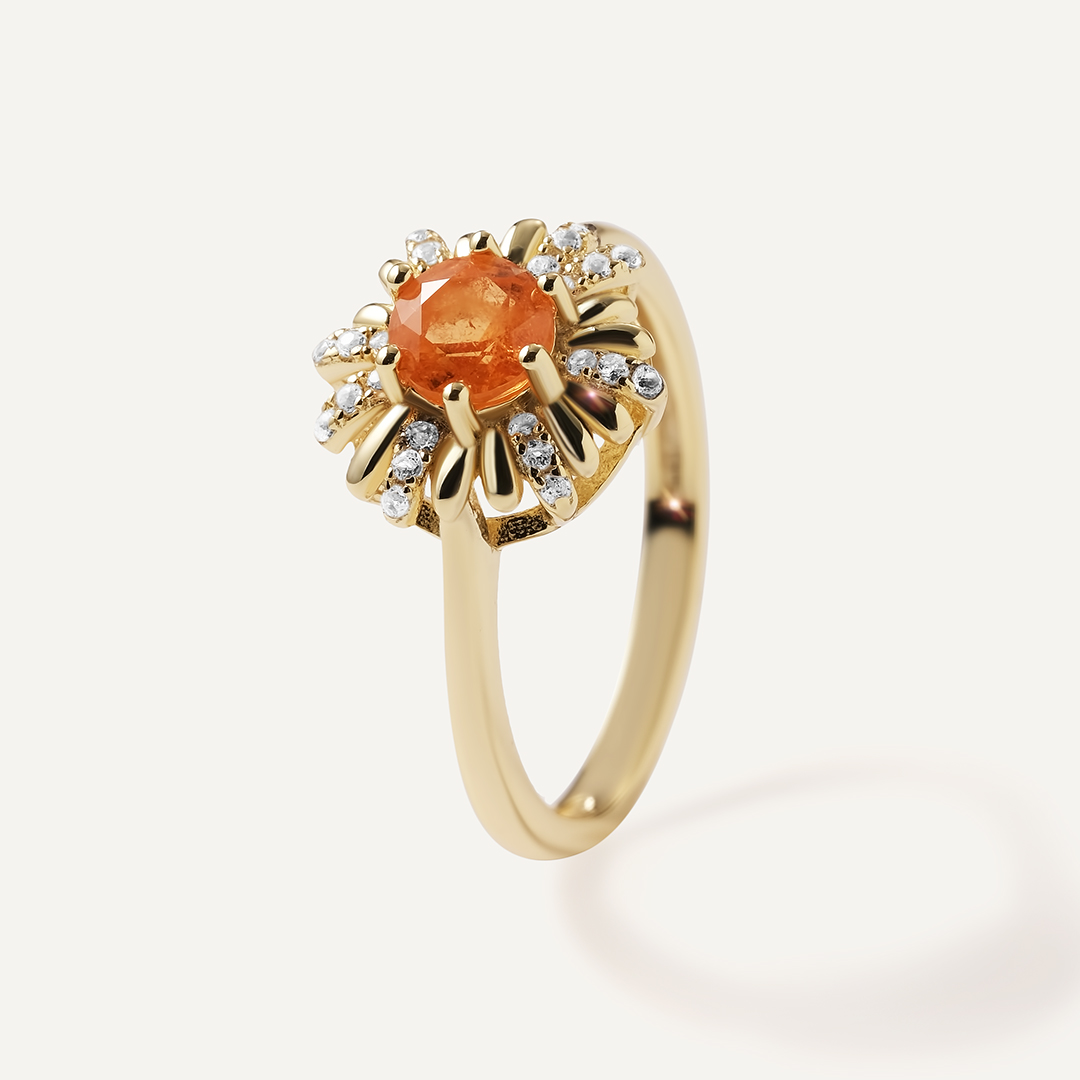 Серебряное кольцо с вульфенитом "Цветок"