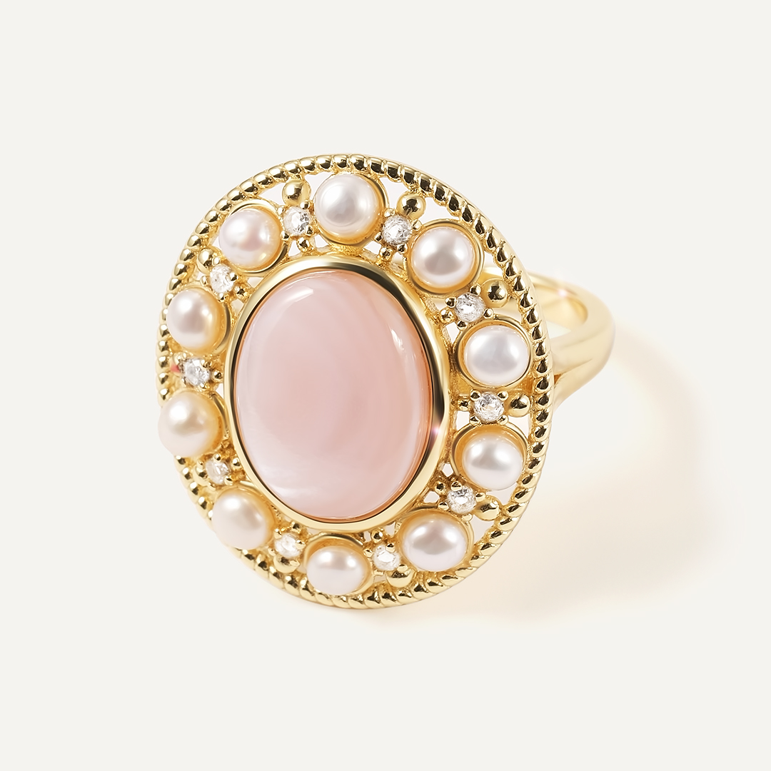 Серебряное кольцо с перламутром и жемчугом