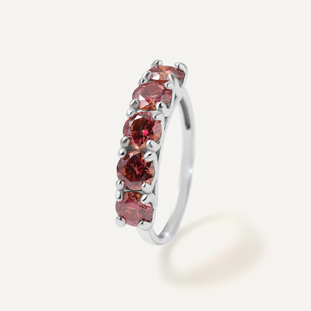 Серебряное кольцо с арбузными муассанитами