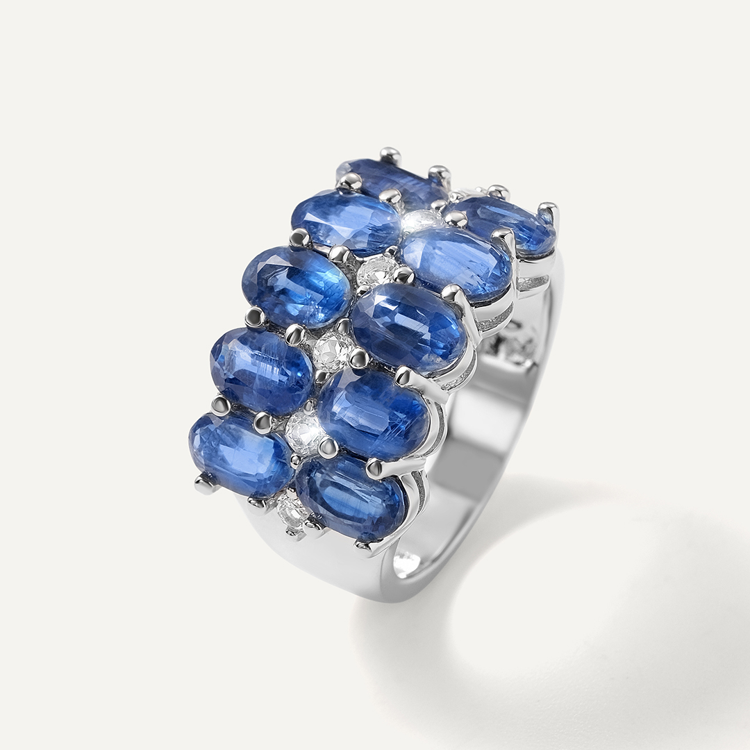 Серебряное кольцо с кианитами