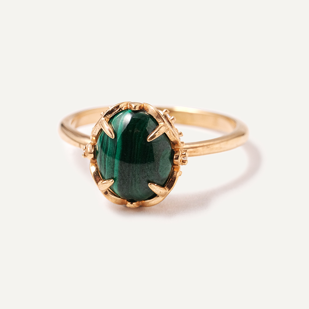 Серебряное кольцо с малахитом