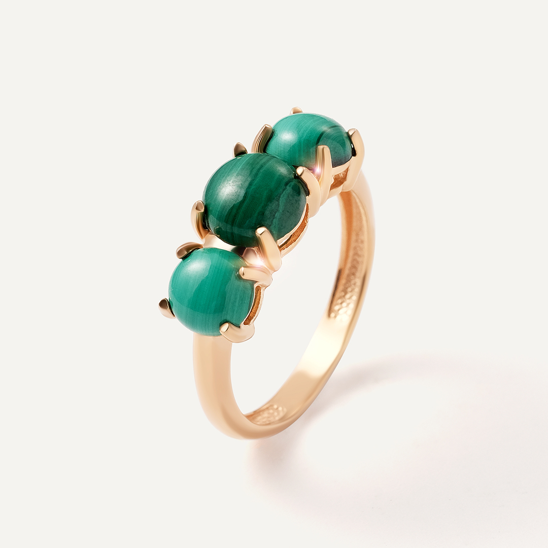 Серебряное кольцо с малахитами