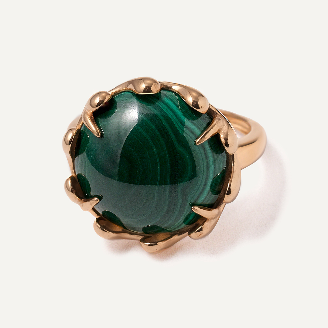 Серебряное кольцо с малахитом