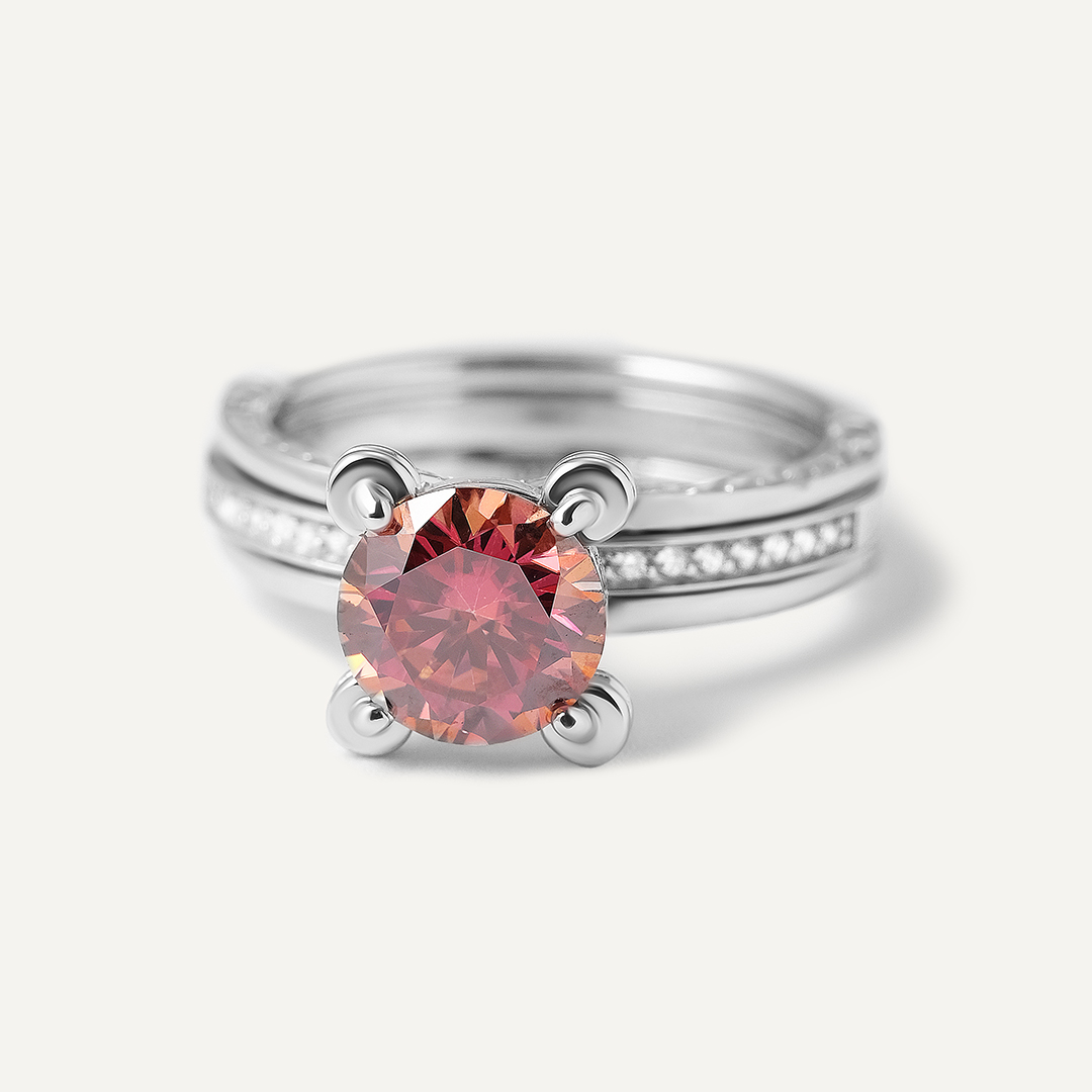 Серебряное кольцо с арбузным муассанитом