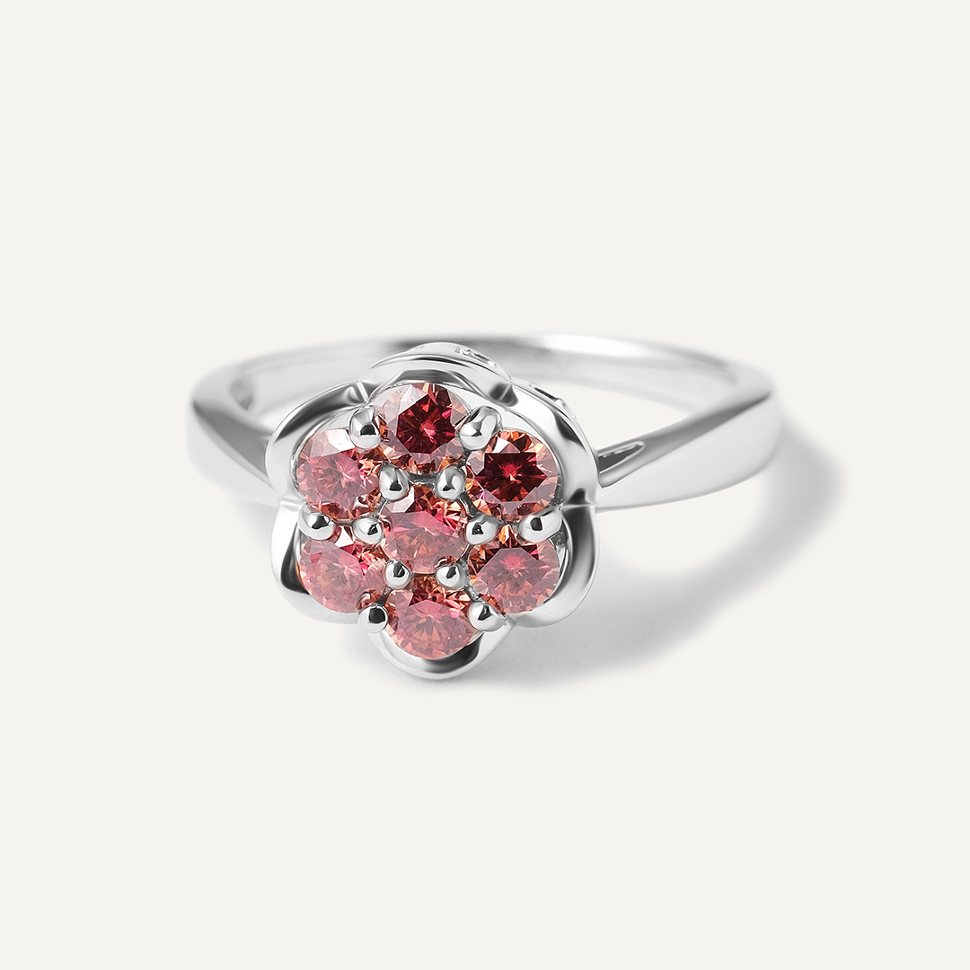 Серебряное кольцо с арбузными муассанитами "Цветок"