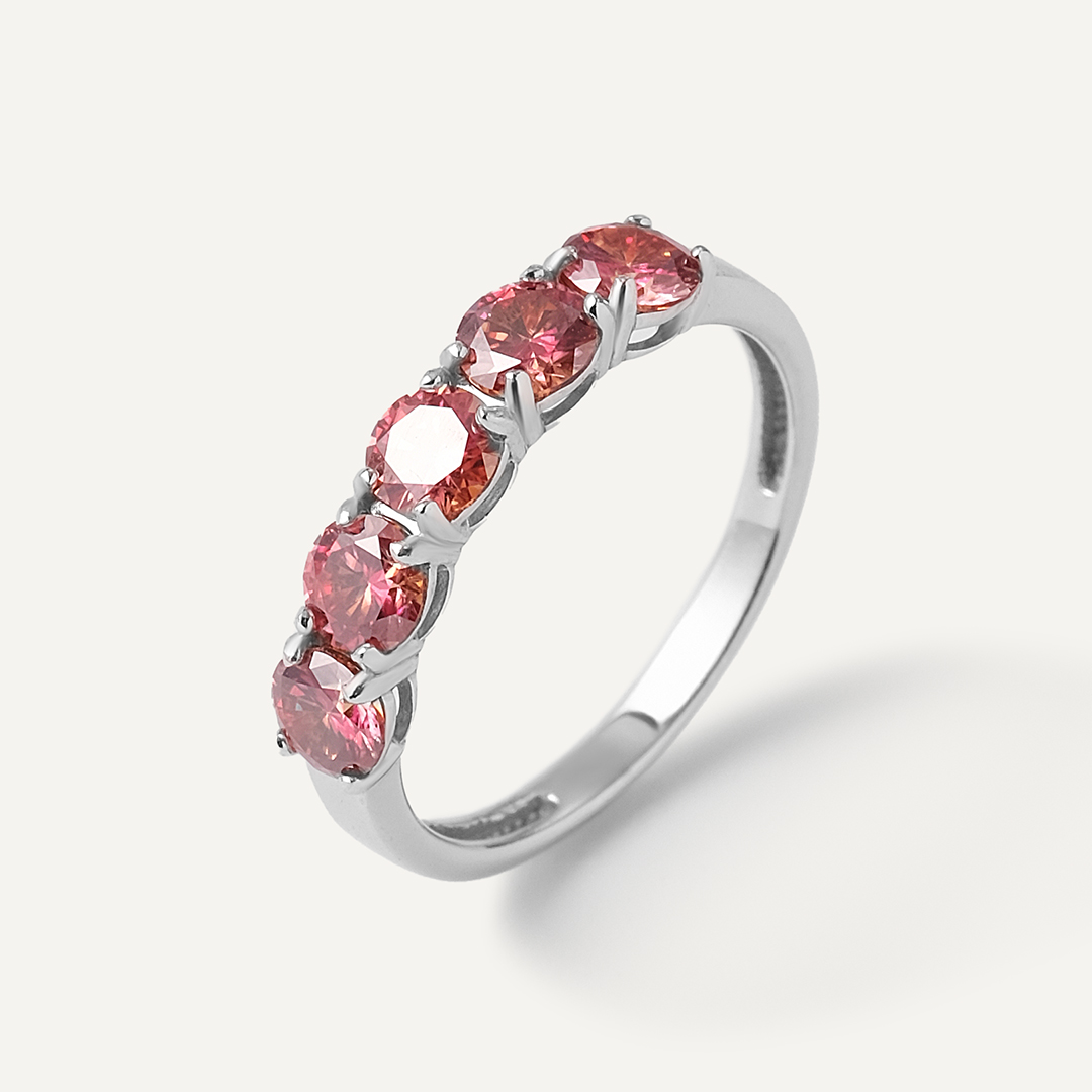 Серебряное кольцо с арбузными муассанитами