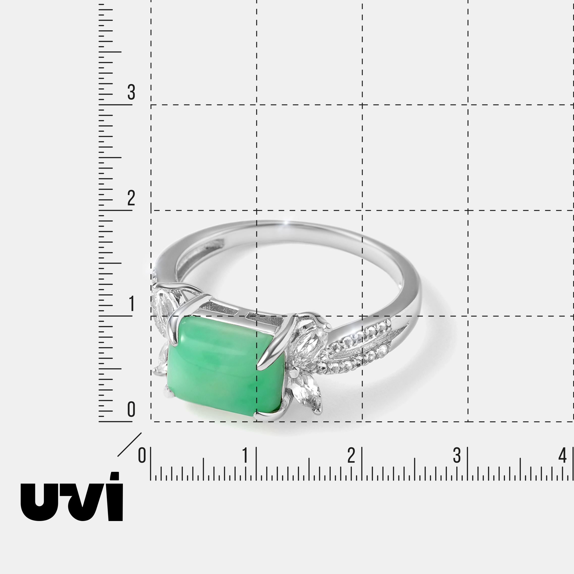 Серебряное кольцо с зеленым халцедоном