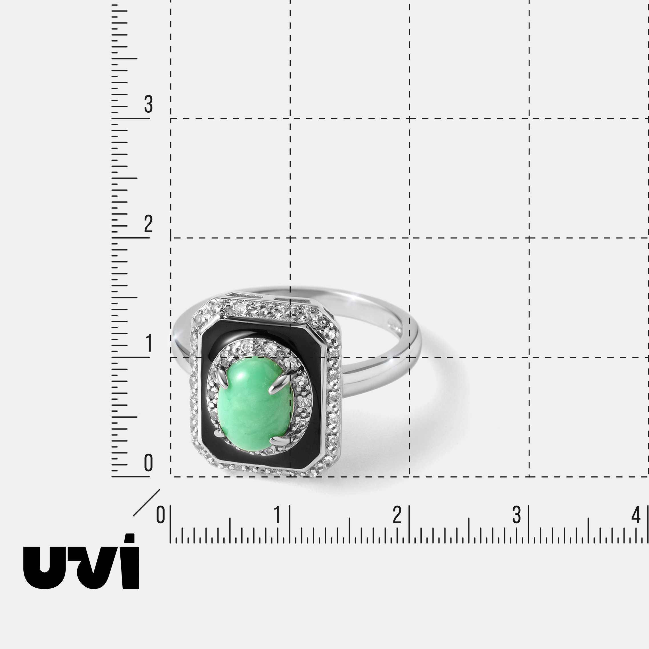 Серебряное кольцо с зеленым халцедоном