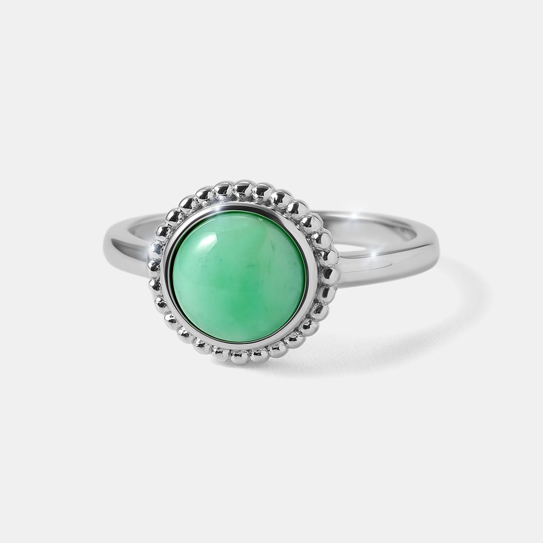 Серебряное кольцо с зеленым халцедоном