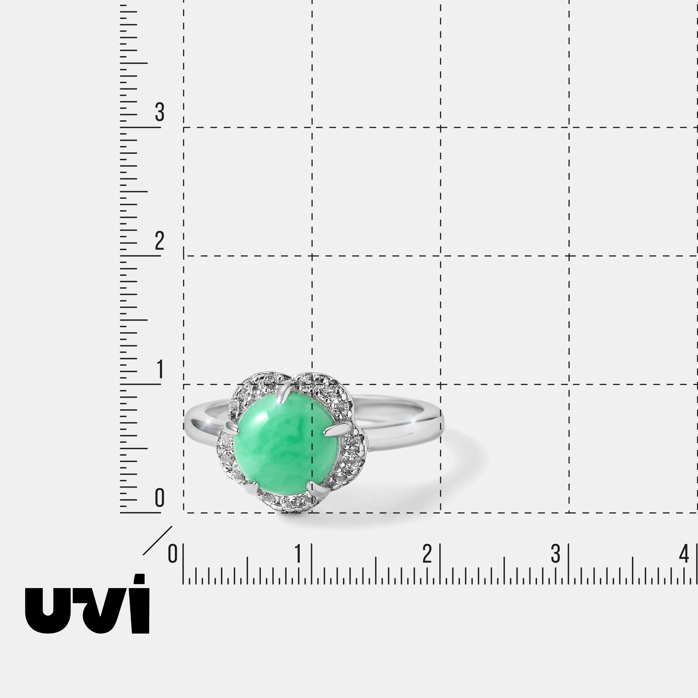 Серебряное кольцо с зеленым халцедоном "Цветок"
