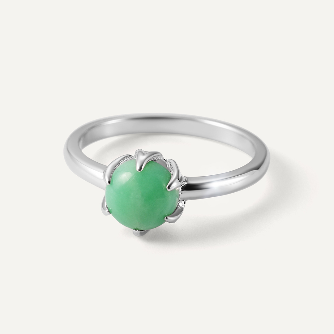 Серебряное кольцо с зеленым халцедоном