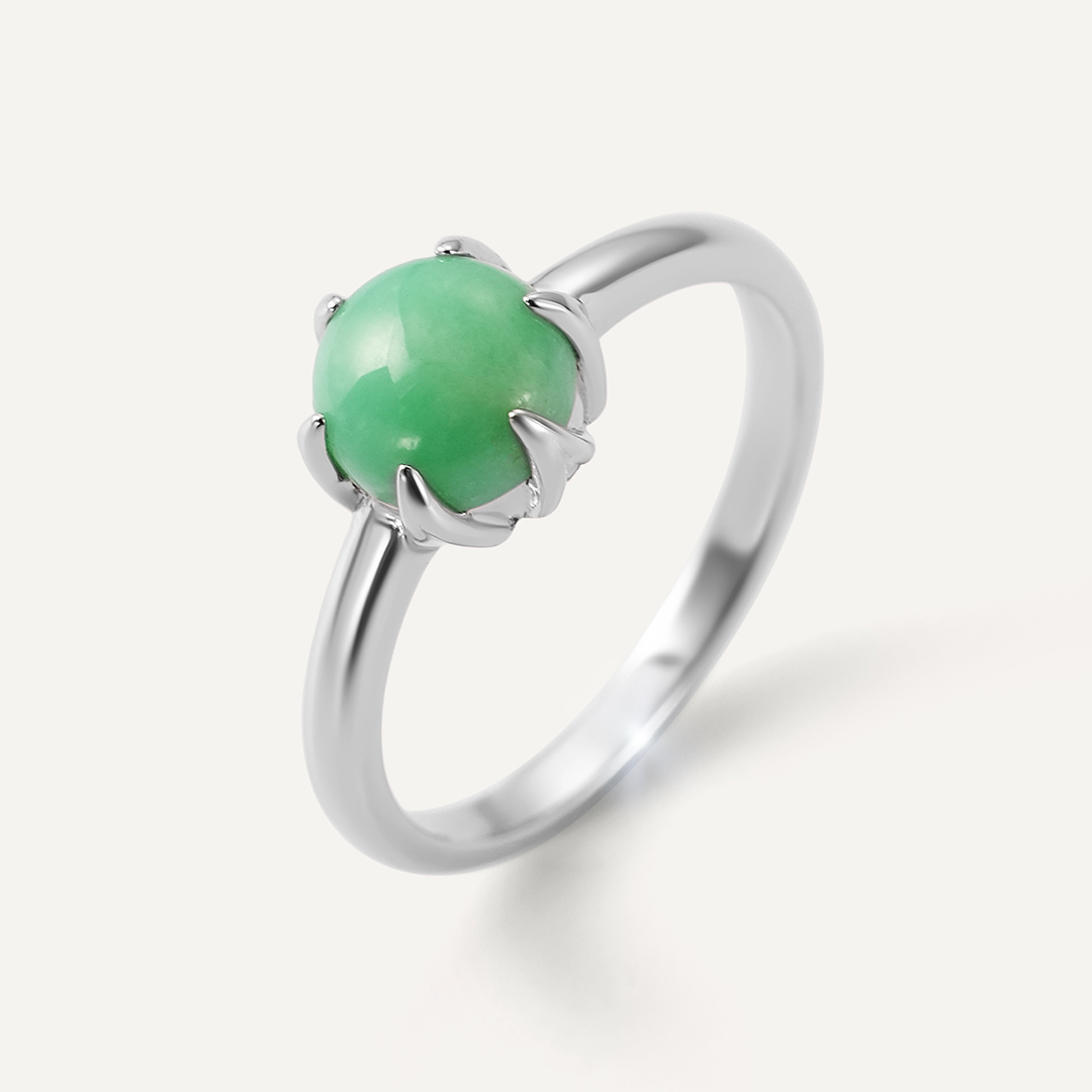 Серебряное кольцо с зеленым халцедоном