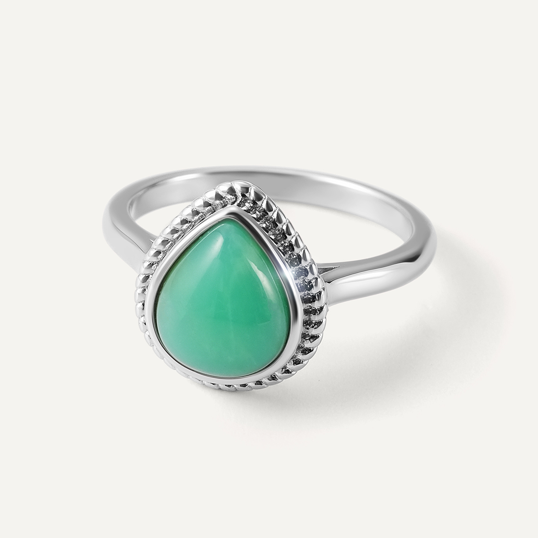 Серебряное кольцо с зеленым халцедоном