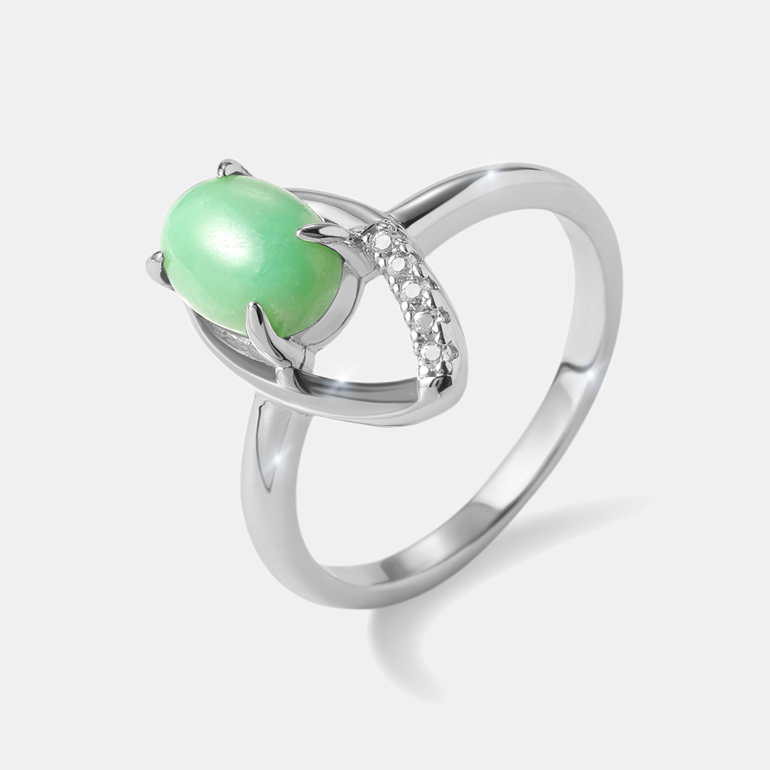 Серебряное кольцо с зеленым халцедоном