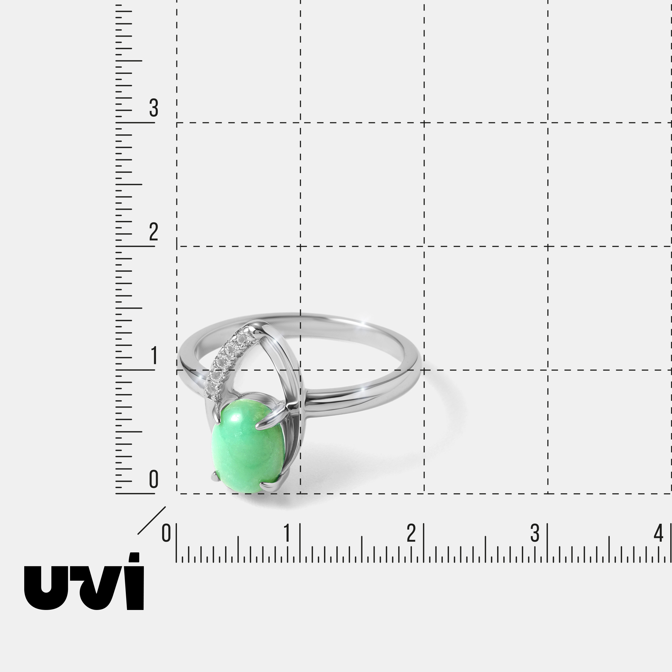 Серебряное кольцо с зеленым халцедоном