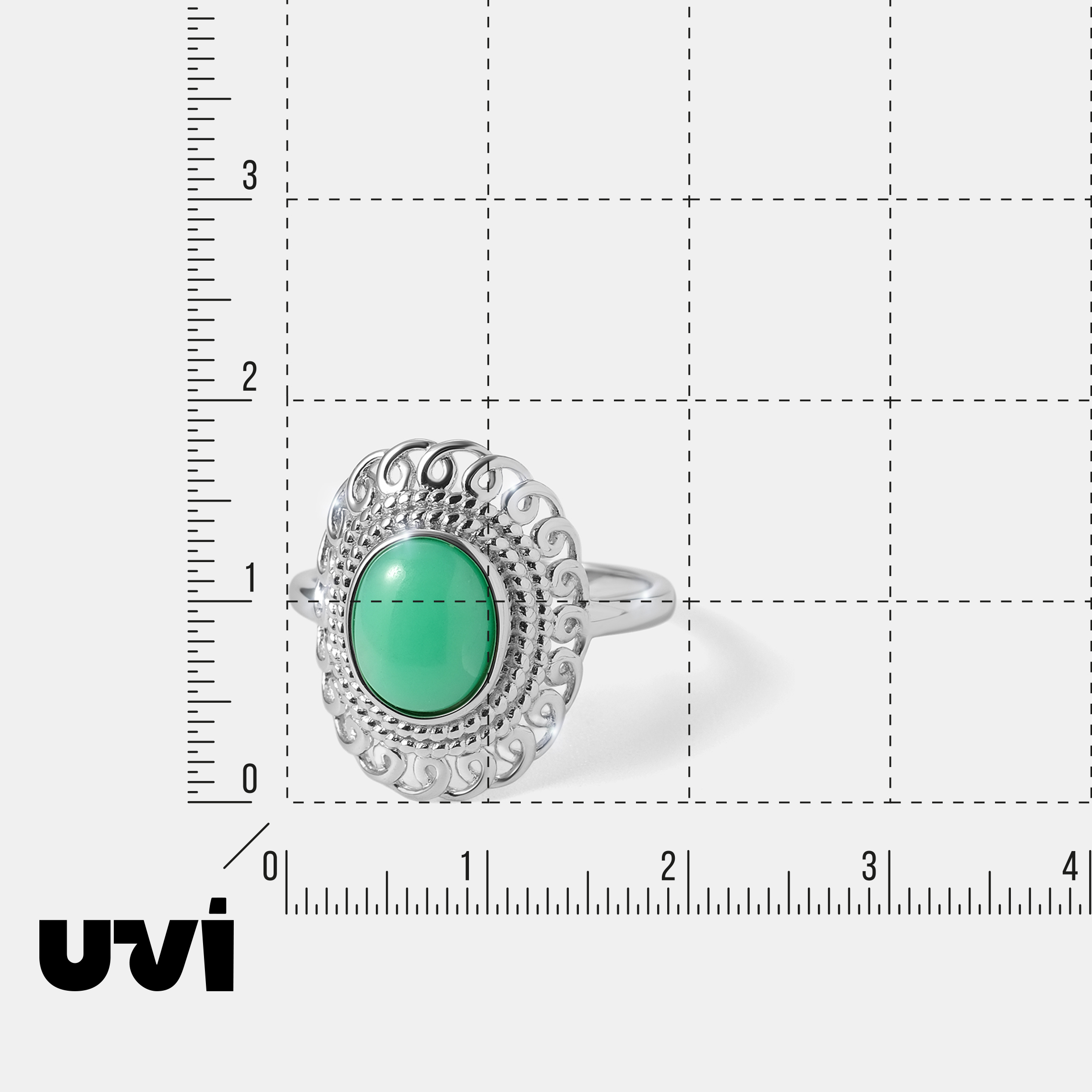 Серебряное кольцо с зеленым халцедоном
