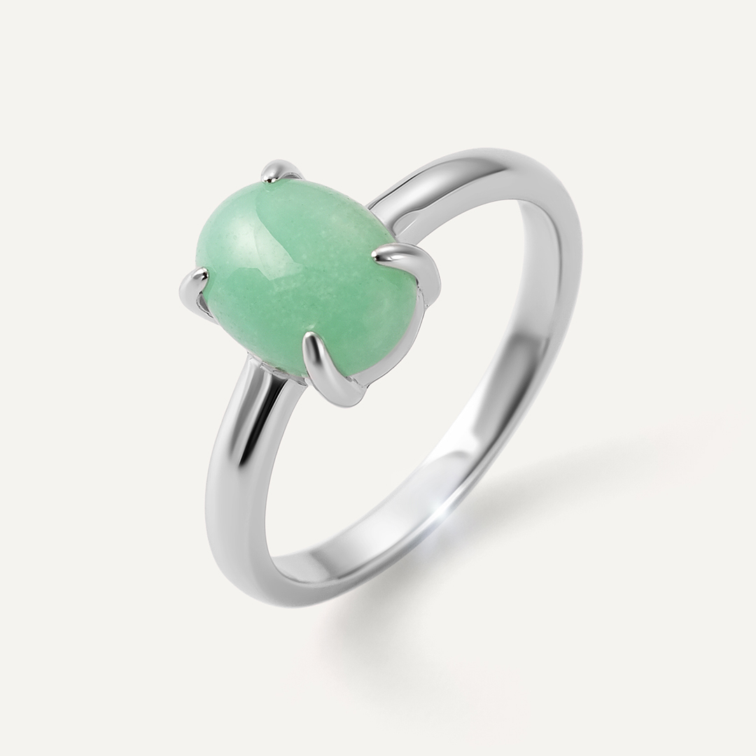 Серебряное кольцо с зеленым халцедоном