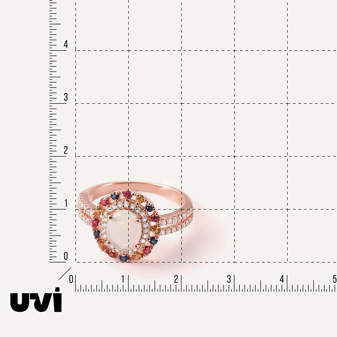 Серебряное кольцо с опалом и мультисапфирами