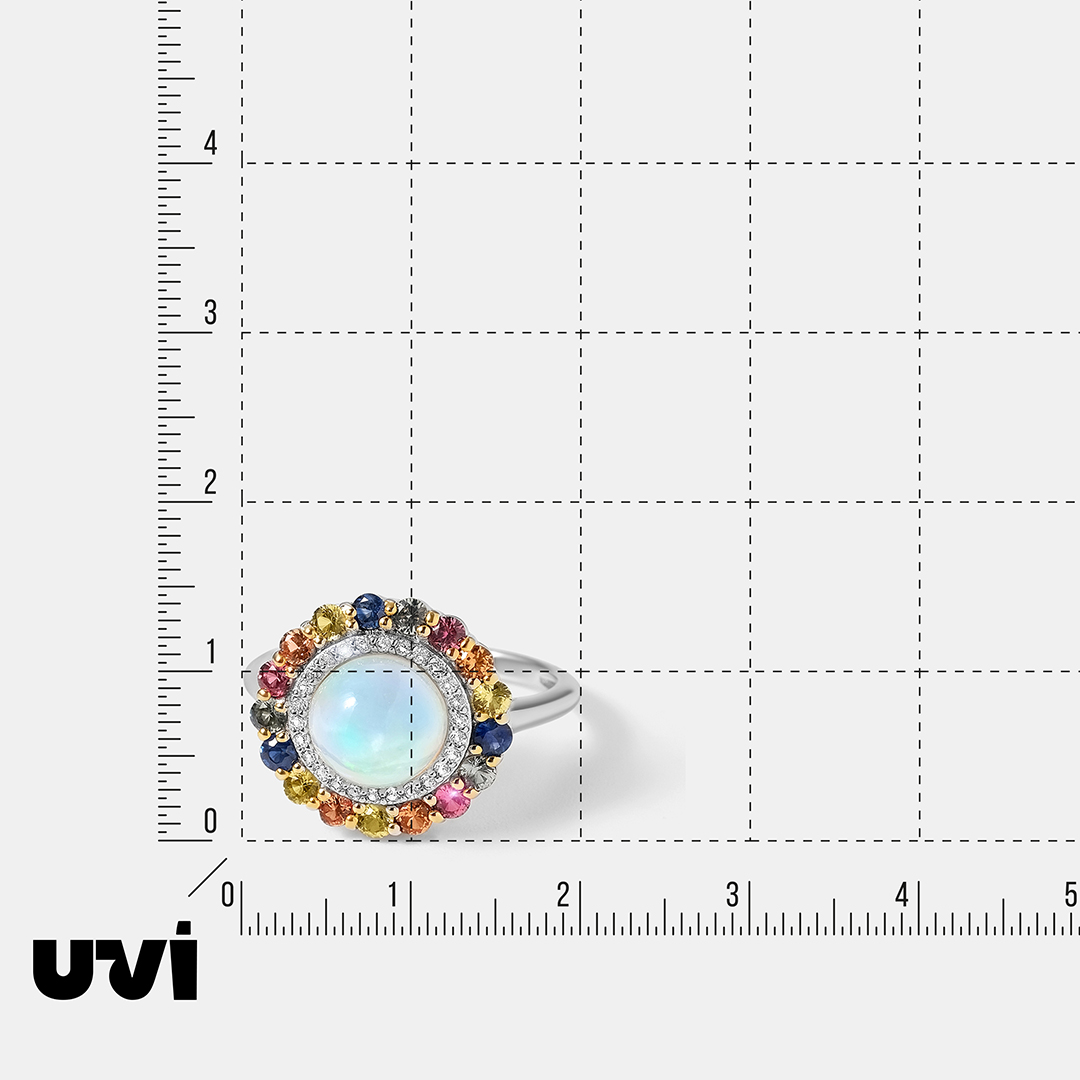 Серебряное кольцо с опалом и мультисапфирами