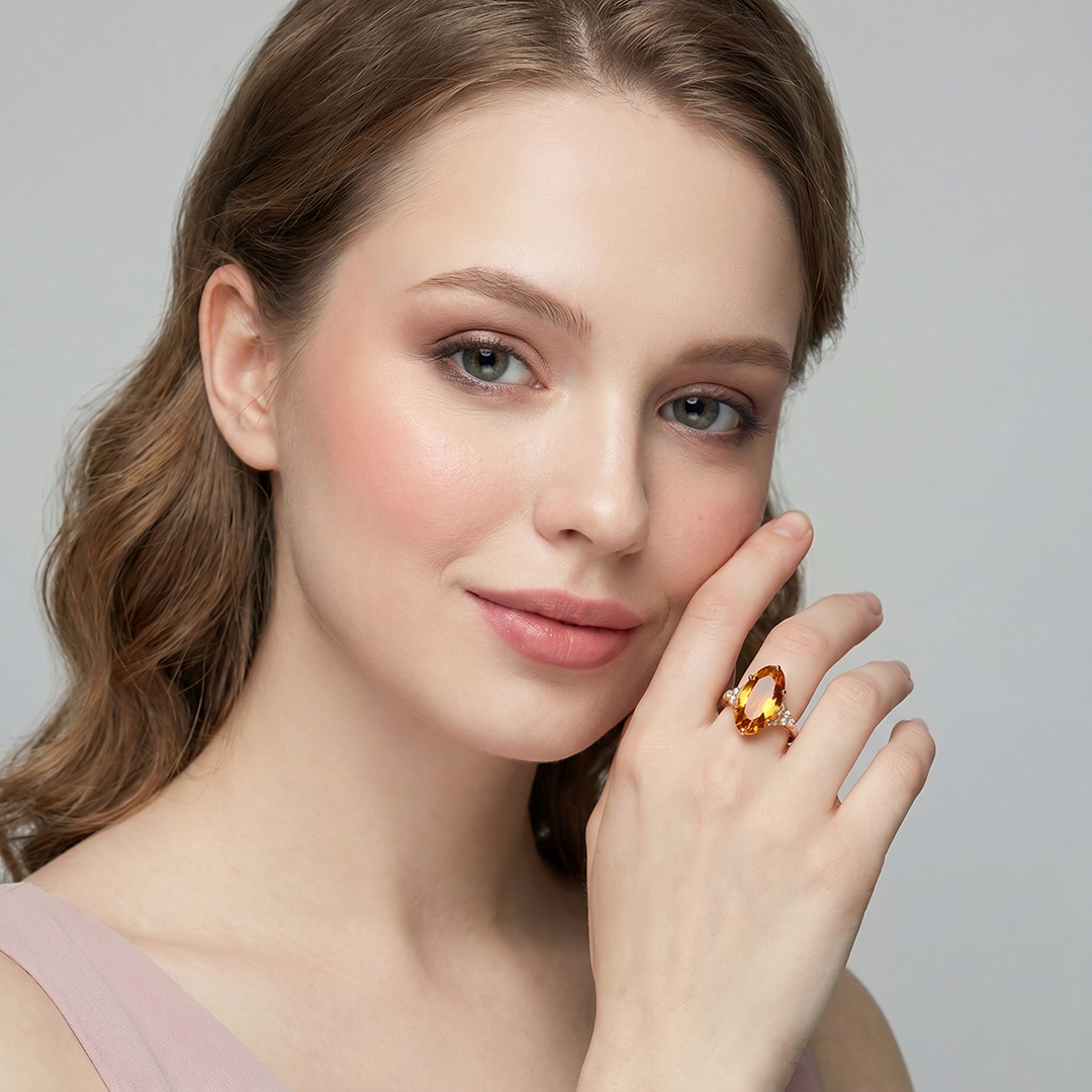 Серебряное кольцо с цитрином