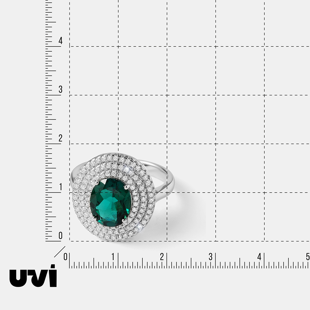 Серебряное кольцо с выращенным изумрудом