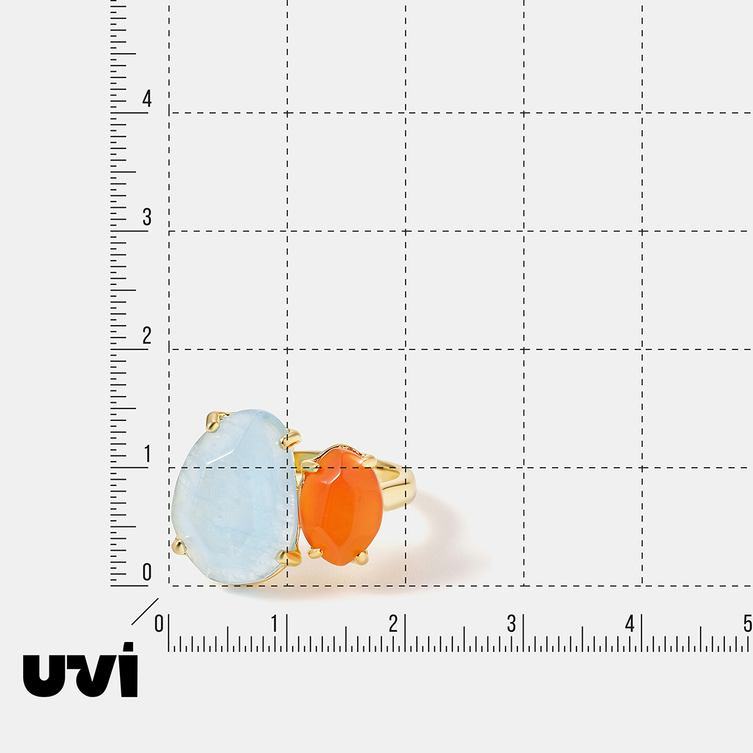 Серебряное кольцо с аквамарином и халцедоном