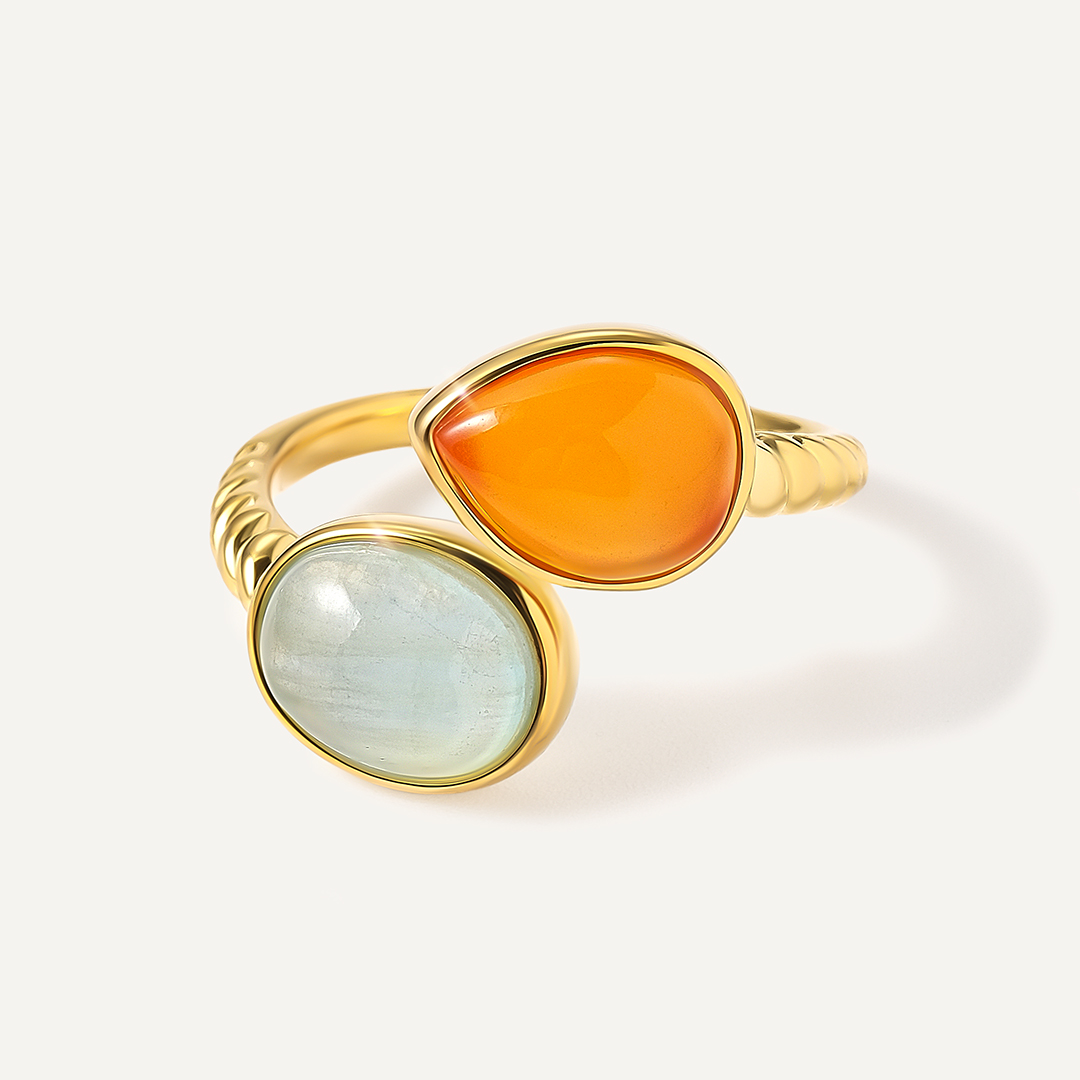 Серебряное кольцо с аквамарином и халцедоном