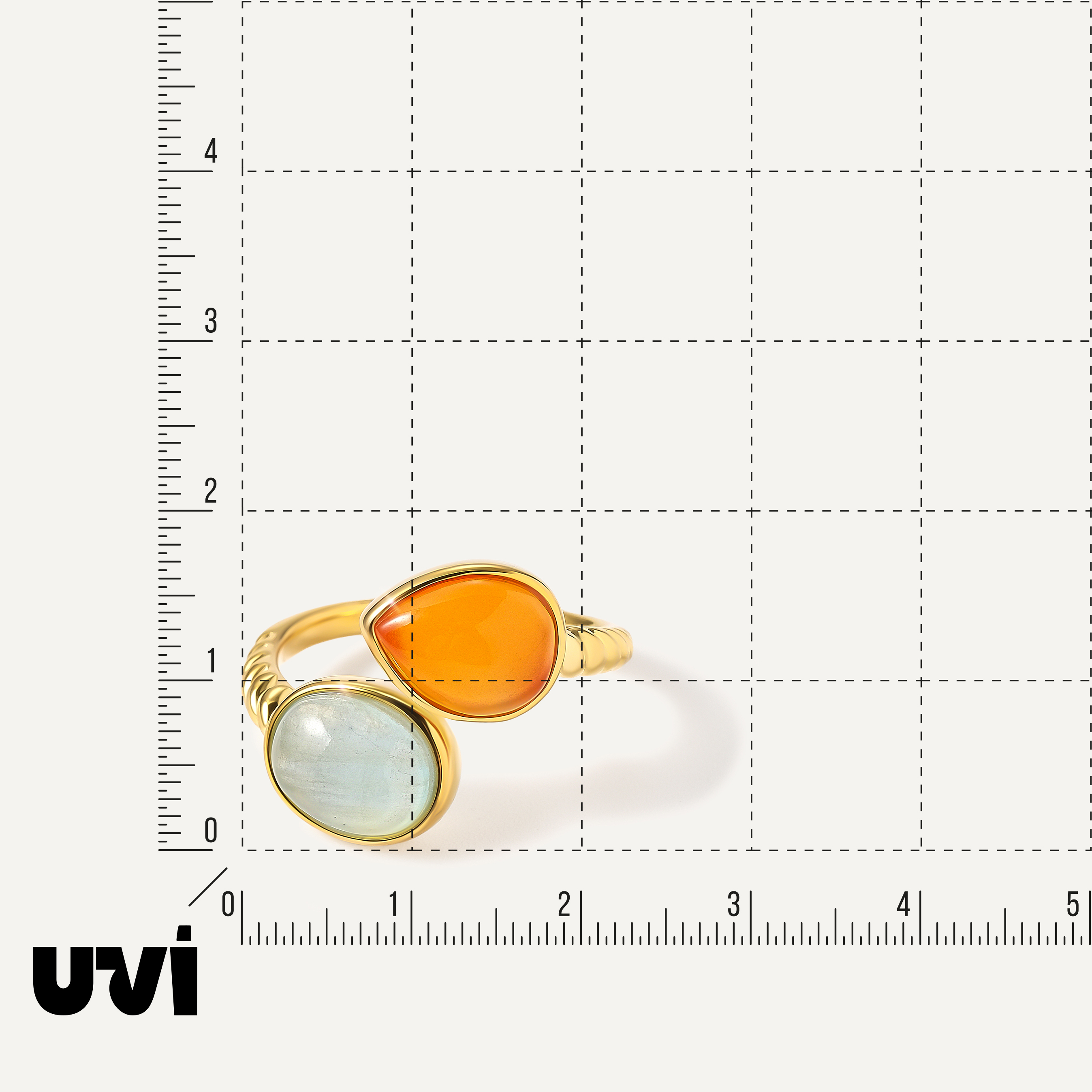 Серебряное кольцо с аквамарином и халцедоном