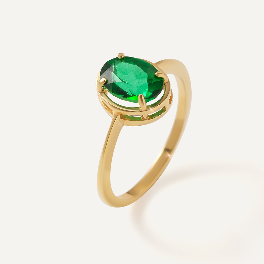 Серебряное кольцо с зеленым топазом