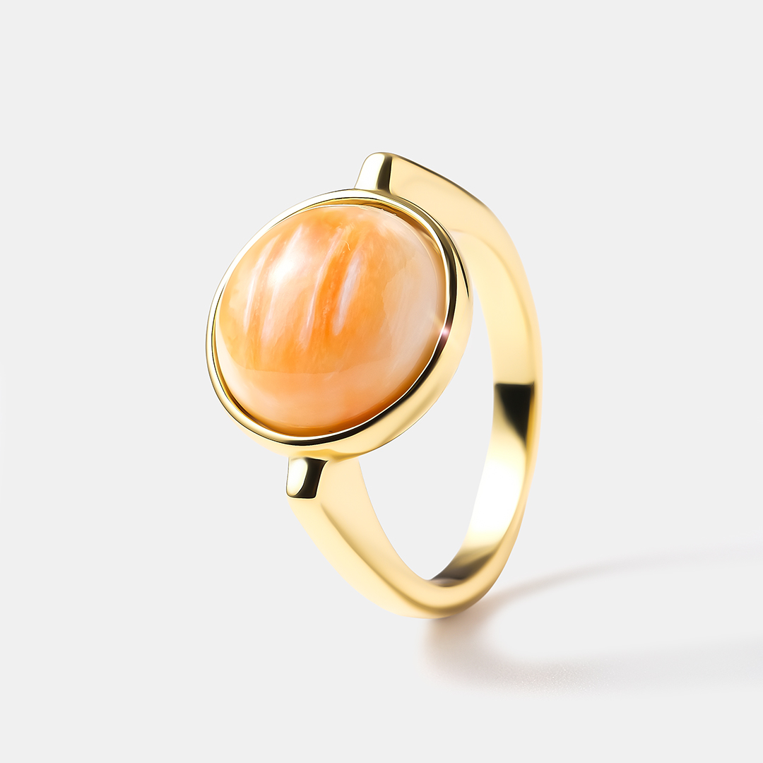 Серебряное кольцо с огненным королевским спондилюсом