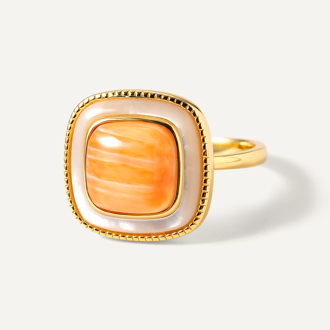 Серебряное кольцо с огненным королевским спондилюсом