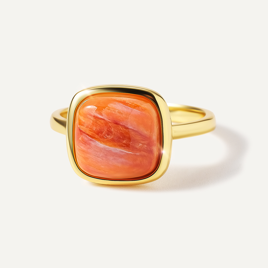 Серебряное кольцо с огненным королевским спондилюсом