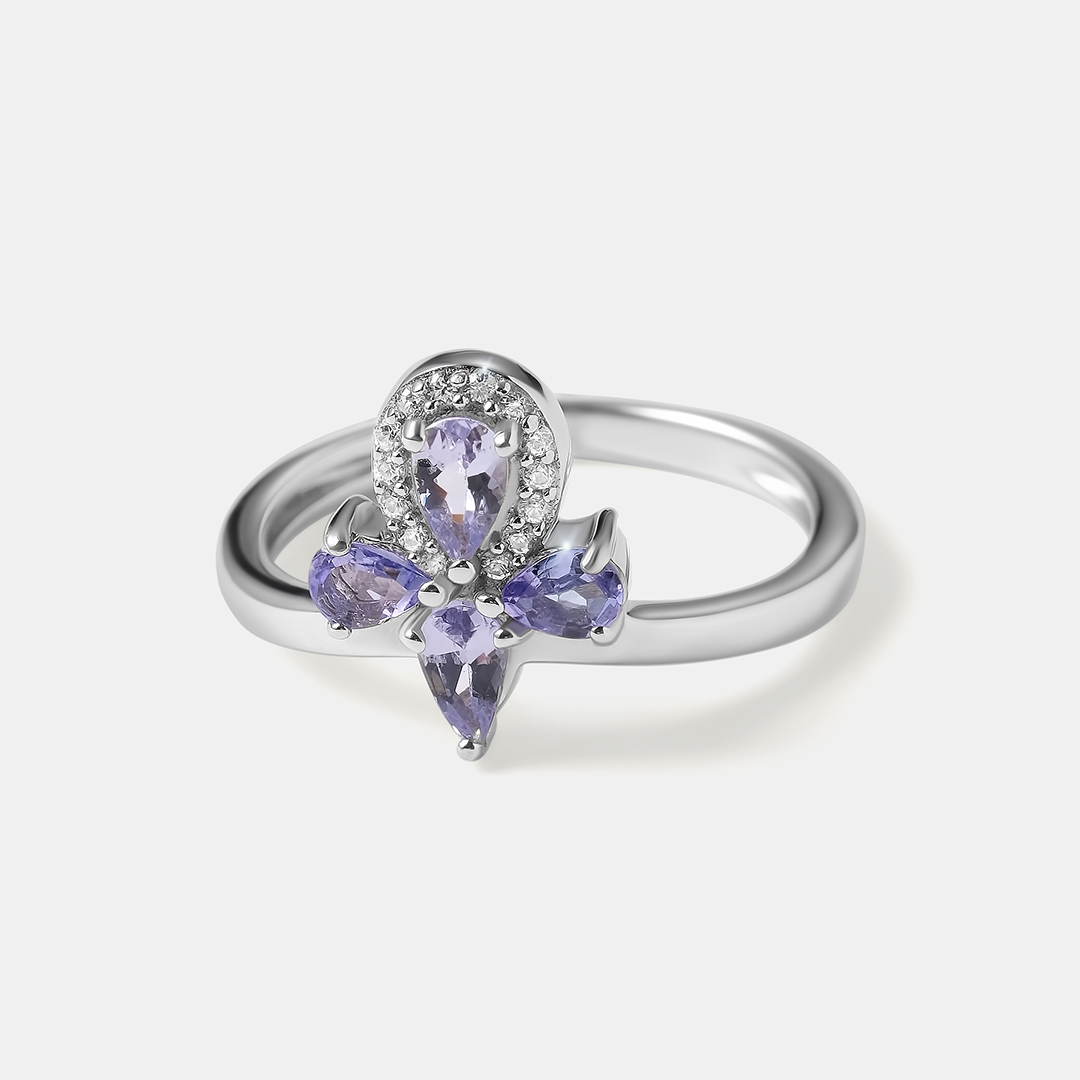 Серебряное кольцо с танзанитами