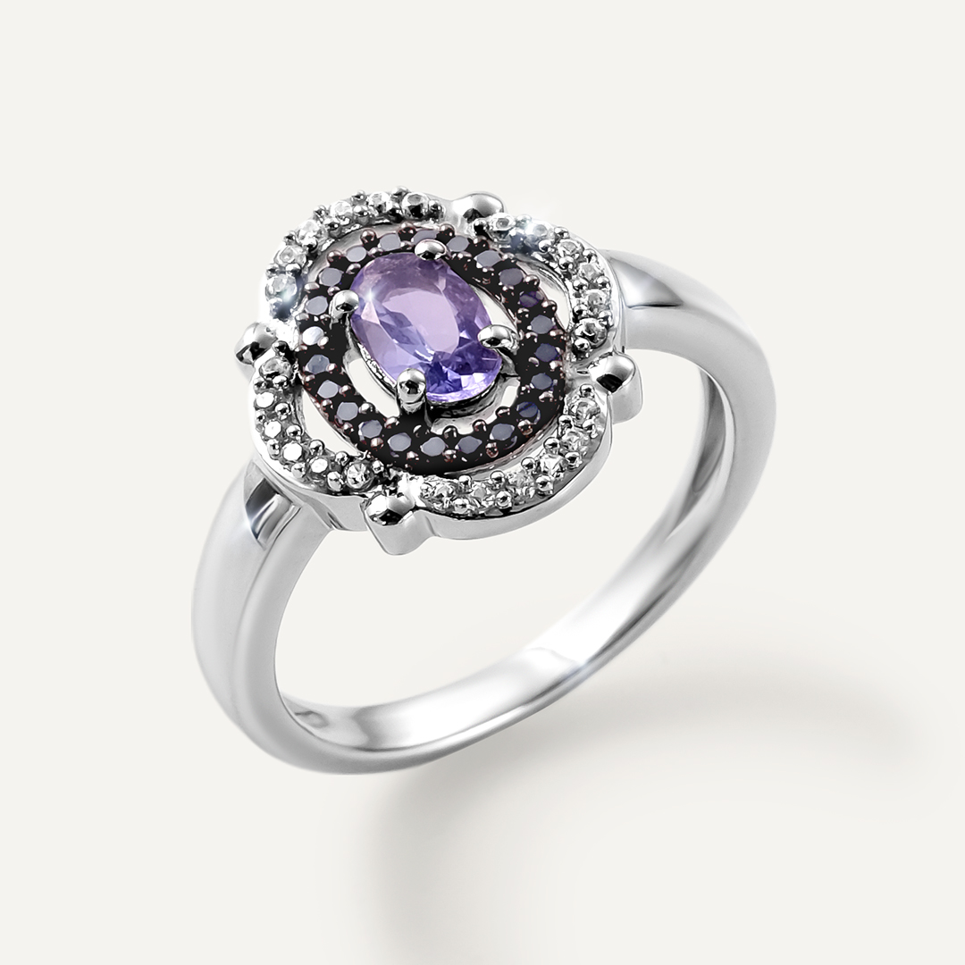 Серебряное кольцо с танзанитом