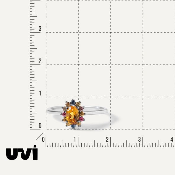 Серебряное кольцо с цитрином и мультисапфирами