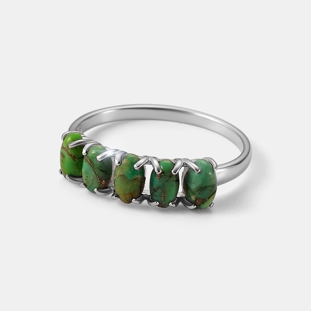 Серебряное кольцо с зеленой бирюзой