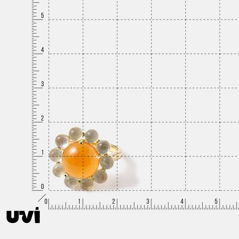 Серебряное кольцо с халцедоном и аквамаринами