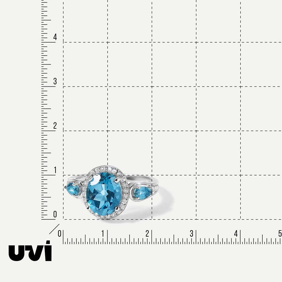 Серебряное кольцо с топазами Параиба
