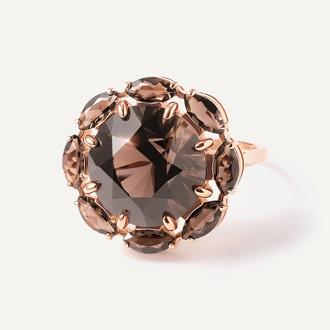 Серебряное кольцо с раухтопазами