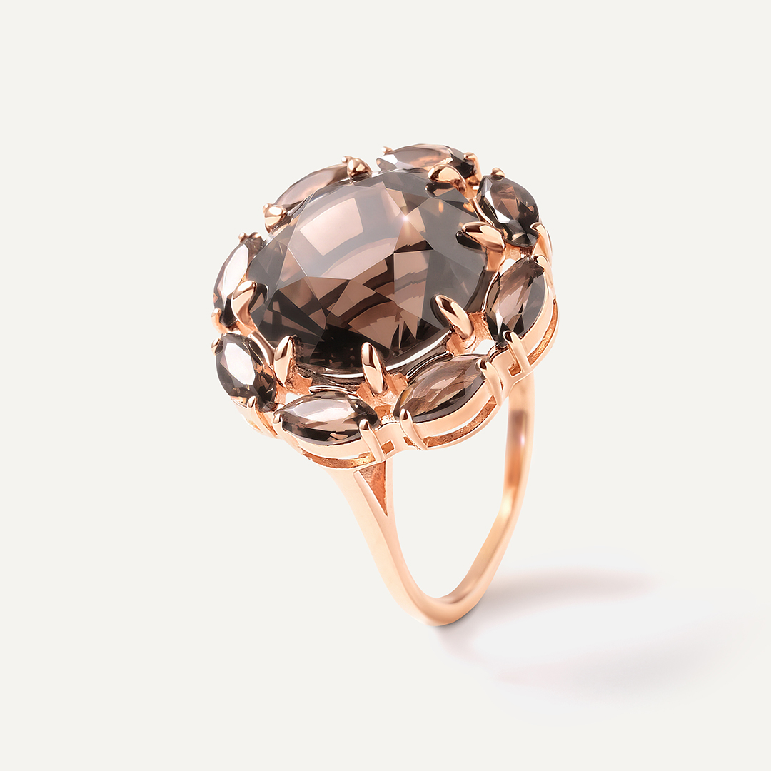 Серебряное кольцо с раухтопазами