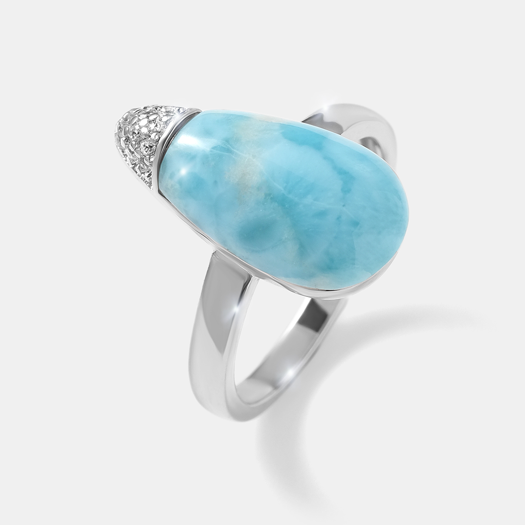 Серебряное кольцо с ларимаром