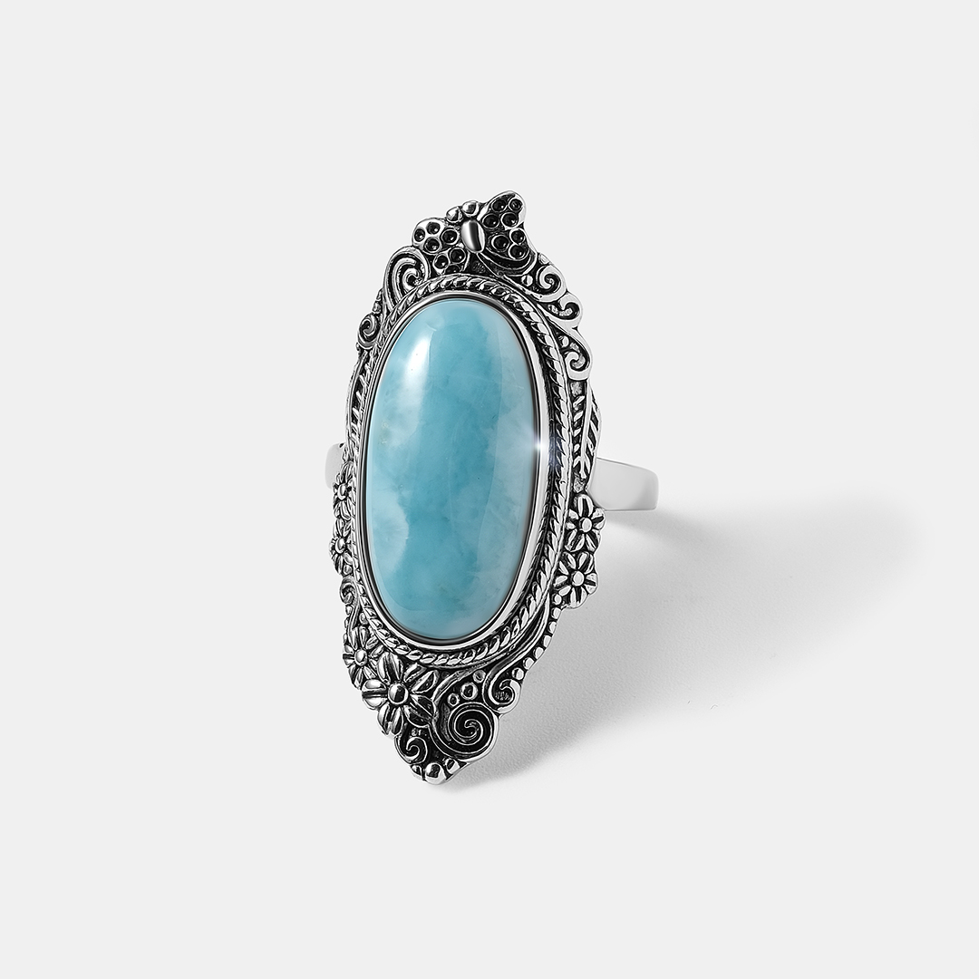 Серебряное кольцо с ларимаром