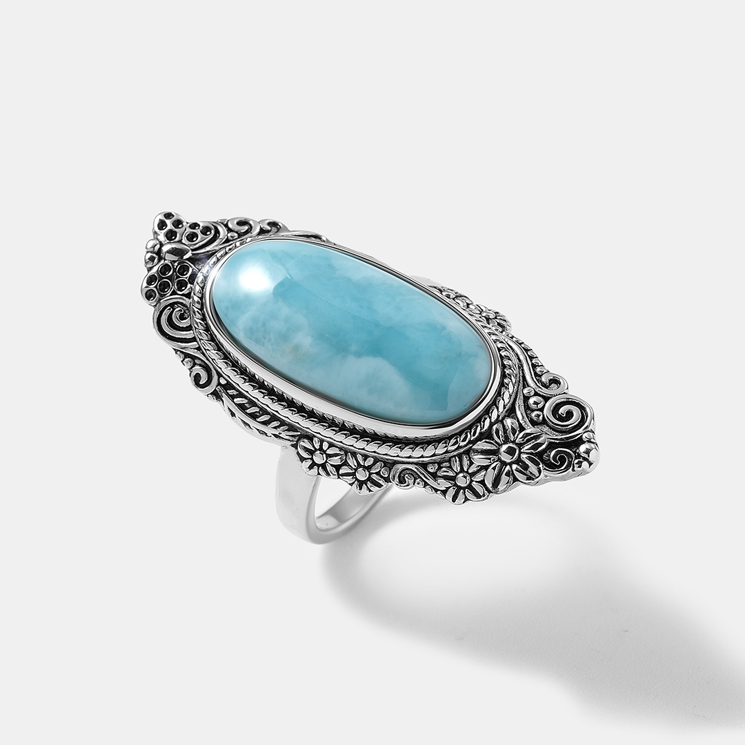 Серебряное кольцо с ларимаром