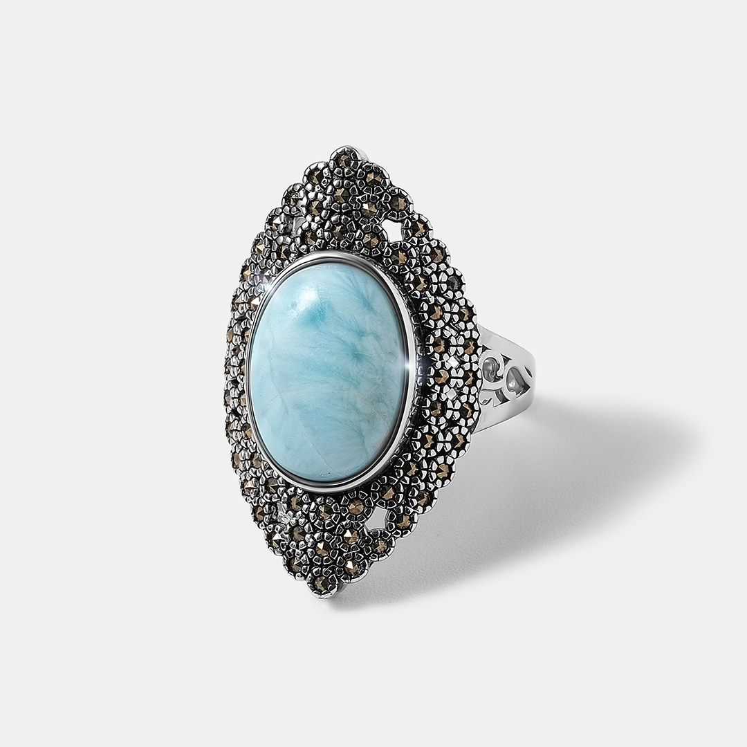 Серебряное кольцо с ларимаром