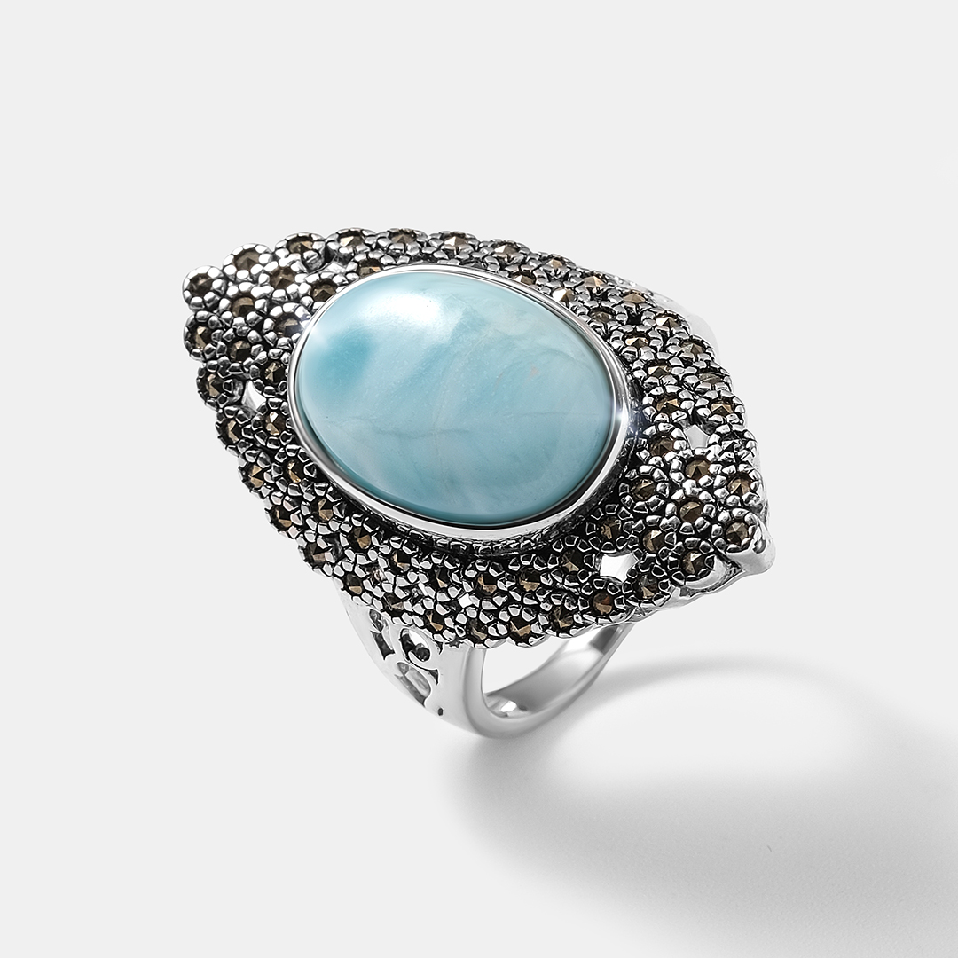 Серебряное кольцо с ларимаром