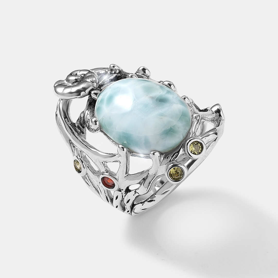 Серебряное кольцо с ларимаром