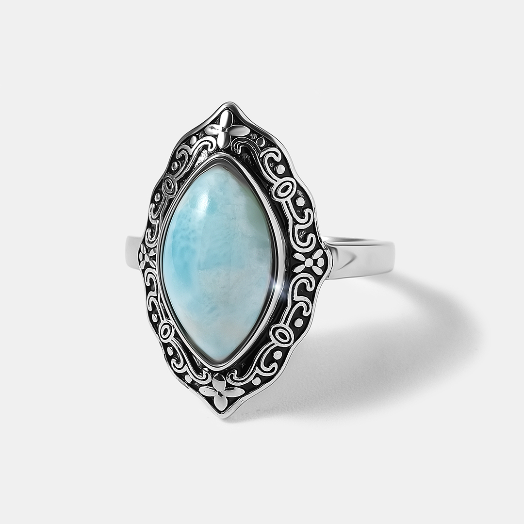 Серебряное кольцо с ларимаром
