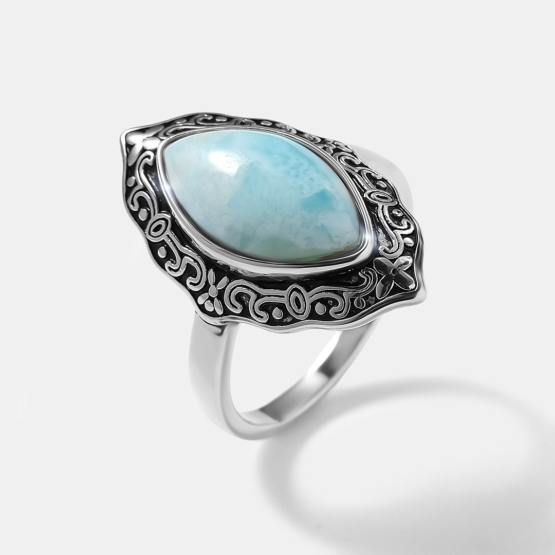 Серебряное кольцо с ларимаром