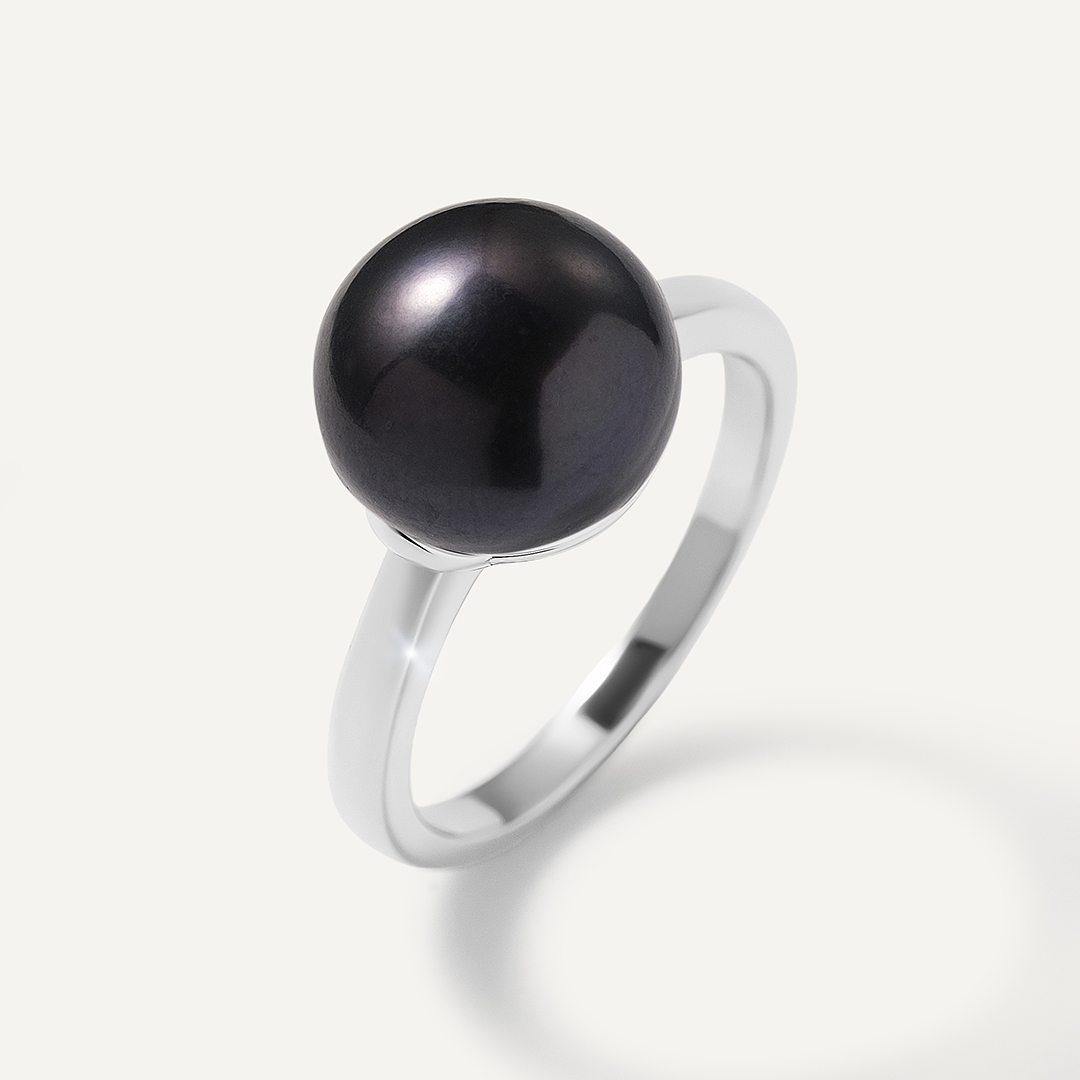 Серебряное кольцо с черным жемчугом