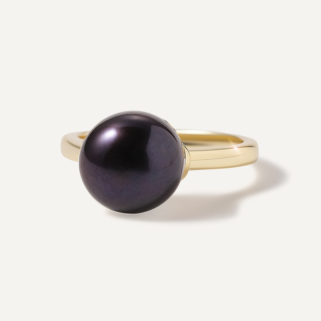 Серебряное кольцо с черным жемчугом